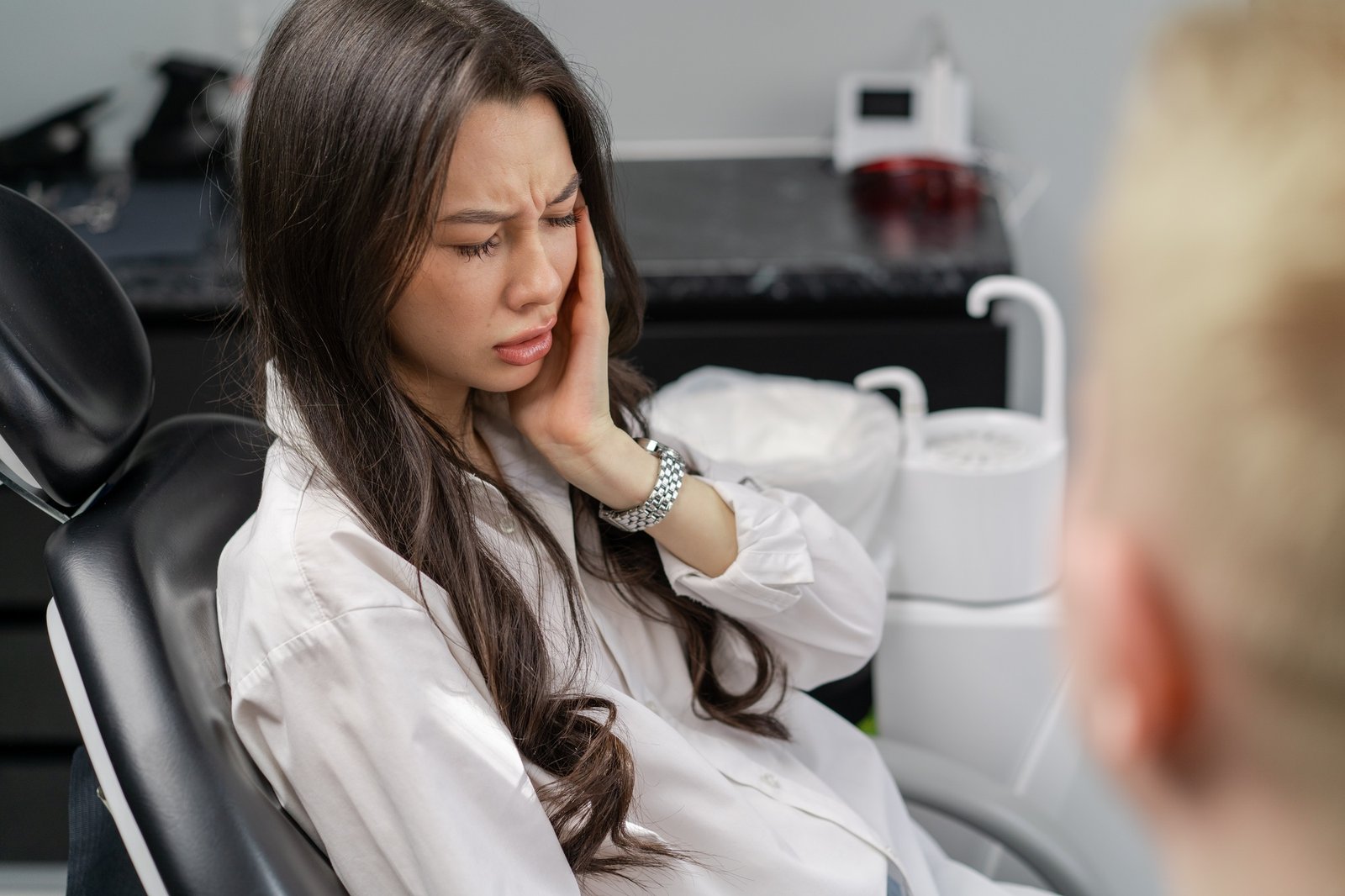Dentistry patient with toothache Dentistry patient with toothache at the doctor